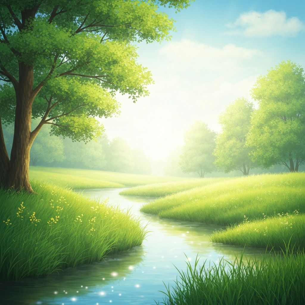 Peaceful nature scene representing wellness and balance